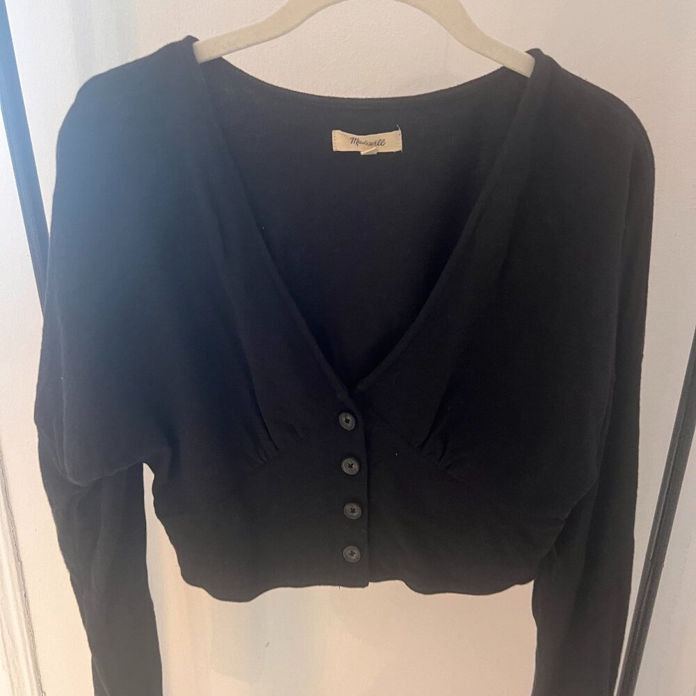 Madewell Black Cropped Long-Sleeve Top